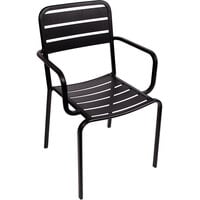 BFM Seating Vista Outdoor / Indoor Stackable Black Aluminum Arm Chair