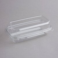 9" x 5" x 3" Tamper-Evident, Tamper-Resistant Recycled PET Hoagie Clear Takeout Container and Lid - 100/Case