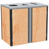 Lakeside 3415HRM Stainless Steel Rectangular Refuse / Recycle / Paper Station with Top Access and Hard Rock Maple Laminate Finish - 37 1/2" x 23 1/4" x 34 1/2"