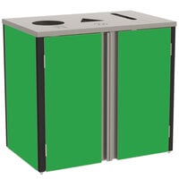 Lakeside 3415G Stainless Steel Rectangular Refuse / Recycle / Paper Station with Top Access and Green Laminate Finish - 37 1/2" x 23 1/4" x 34 1/2"