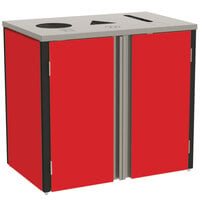 Lakeside 3415RD Stainless Steel Rectangular Refuse / Recycle / Paper Station with Top Access and Red Laminate Finish - 37 1/2" x 23 1/4" x 34 1/2"