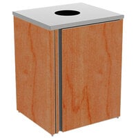 Lakeside 3410VC Rectangular Stainless Steel Refuse Station with Top Access and Victorian Cherry Laminate Finish - 26 1/2" x 23 1/4" x 34 1/2"