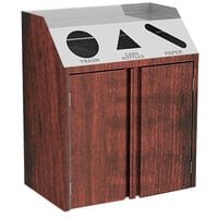 Lakeside 4415RM Stainless Steel Rectangular Refuse / Recycle / Paper Station with Front Access and Red Maple Laminate Finish - 37 1/2" x 23 1/4" x 45 1/2"