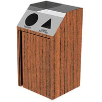 Lakeside 4412VC Stainless Steel Rectangular Refuse / Recycling Station with Front Access and Victorian Cherry Laminate Finish - 26 1/2" x 23 1/4" x 45 1/2"