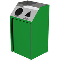 Lakeside 4412G Stainless Steel Rectangular Refuse / Recycling Station with Front Access and Green Laminate Finish - 26 1/2" x 23 1/4" x 45 1/2"