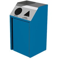 Lakeside 4412BL Stainless Steel Rectangular Refuse / Recycling Station with Front Access and Royal Blue Laminate Finish - 26 1/2" x 23 1/4" x 45 1/2"