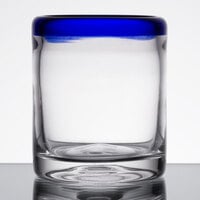 Libbey 92313 Aruba 10 oz. Customizable Rocks / Old Fashioned Glass with Cobalt Blue Rim - 12/Case