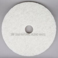 3M 3300 21" Natural Blend White Light Duty Burnishing Floor Pad - 5/Case