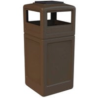 Commercial Zone 73303799 PolyTec 42 Gallon Square Brown Waste Container and Ashtray Dome Lid Set