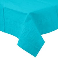 Creative Converting 711039 54" x 108" Bermuda Blue Tissue / Poly Table Cover