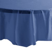 Creative Converting 703278 82" Navy Blue OctyRound Disposable Plastic Table Cover