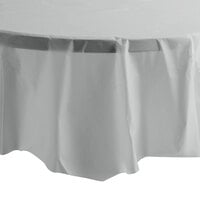 Creative Converting 703281 82" Shimmering Silver OctyRound Disposable Plastic Table Cover