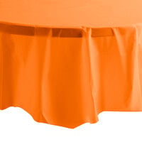 Creative Converting 703282 82" Sunkissed Orange OctyRound Disposable Plastic Table Cover