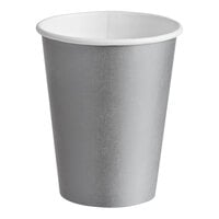Creative Converting 56106B 9 oz. Shimmering Silver Poly Paper Hot / Cold Cup - 24/Pack