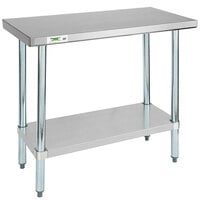 Regency 18" x 36" 18-Gauge 304 Stainless Steel Commercial Work Table with Galvanized Legs and Undershelf