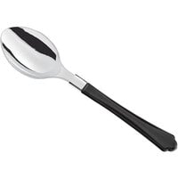 Visions 6 1/2" Heavy Weight Plastic Spoon with Black Handle - 20/Pack