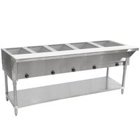 Advance Tabco SW-5E-240-T Five Pan Electric Hot Food Table with Thermostatic Control and Undershelf - Sealed Well