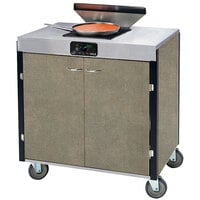 Lakeside 2065BS Creation Express Mobile Cooking Cart with 1 Induction Burner, 1 Filtration Unit, and Beige Suede Laminate Finish - 22" x 34" x 40 1/2"