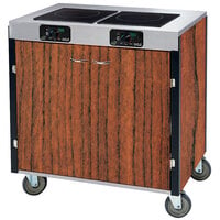 Lakeside 2070VC Creation Express Mobile Cooking Cart with 2 Induction Burners, No Exhaust Filtration, and Victorian Cherry Laminate Finish - 22" x 34" x 35 1/2"