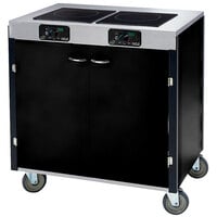 Lakeside 2075B Creation Express Mobile Cooking Cart with 2 Induction Burners, 1 Filtration Unit, and Black Laminate Finish - 22" x 34" x 40 1/2"