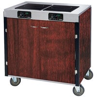 Lakeside 2075RM Creation Express Mobile Cooking Cart with 2 Induction Burners, 1 Filtration Unit, and Red Maple Laminate Finish - 22" x 34" x 40 1/2"