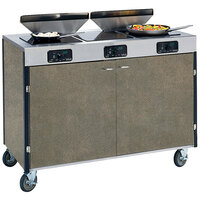 Lakeside 2085BS Creation Express Mobile Cooking Cart with 3 Induction Burners, 2 Filtration Units, and Beige Suede Laminate Finish - 22" x 48" x 40 1/2"