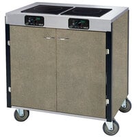 Lakeside 2075BS Creation Express Mobile Cooking Cart with 2 Induction Burners, 1 Filtration Unit, and Beige Suede Laminate Finish - 22" x 34" x 40 1/2"