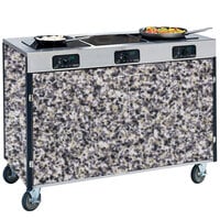 Lakeside 2080GS Creation Express Mobile Cooking Cart with 3 Induction Burners, No Exhaust Filtration, and Gray Sand Laminate Finish - 22" x 48" x 35 1/2"