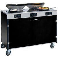 Lakeside 2085B Creation Express Mobile Cooking Cart with 3 Induction Burners, 2 Filtration Units, and Black Laminate Finish - 22" x 48" x 40 1/2"