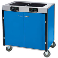 Lakeside 2075BL Creation Express Mobile Cooking Cart with 2 Induction Burners, 1 Filtration Unit, and Royal Blue Laminate Finish - 22" x 34" x 40 1/2"
