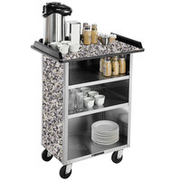 Lakeside 636GS Stainless Steel Beverage Service Cart with 3 Shelves and Gray Sand Laminate Finish - 30 1/4" x 21" x 38 1/4"