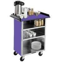 Lakeside 681P Stainless Steel Beverage Service Cart with 3 Shelves and Purple Laminate Finish - 58 3/8" x 24" x 38 1/4"