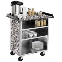 Lakeside 678GS Stainless Steel Beverage Service Cart with 3 Shelves and Gray Sand Laminate Finish - 40 3/4" x 24" x 38 1/4"