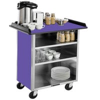 Lakeside 678P Stainless Steel Beverage Service Cart with 3 Shelves and Purple Laminate Finish - 40 3/4" x 24" x 38 1/4"