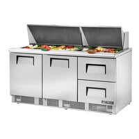 True TFP-72-30M-D-2 72 1/8" Mega Top Refrigerated Sandwich Prep Table with Two Doors and Two Drawers