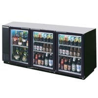 Beverage-Air BB72HC-1-G-PT-B 72" Black Underbar Height Glass Door Pass-Through Back Bar Refrigerator