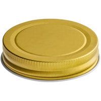 Acopa Rustic Charm Gold Metal Drinking Jar / Mason Jar Solid Lid - 12/Pack