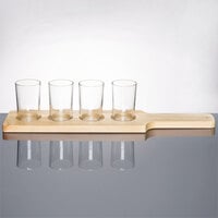 Libbey Straight Sided Tasting Glasses with 18" Natural Flight Paddle