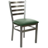 BFM Seating Lima Steel Side Chair with 2" Green Vinyl Seat and Clear Coat Frame
