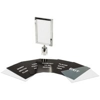 Lancaster Table & Seating Stainless Steel 8 1/2" x 12 1/2" Stanchion Sign Frame & Sign Set with Clear Covers