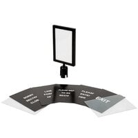 Lancaster Table & Seating Black 8 1/2" x 12 1/2" Stanchion Sign Frame & Sign Set with Clear Covers