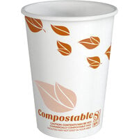 EcoChoice 12 oz. Leaf Print Compostable Paper Hot Cup - 1000/Case