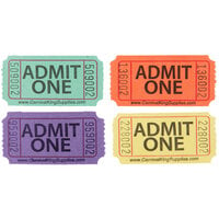 Carnival King Assorted 1-Part "Admit One" Tickets Set - Green, Orange, Purple, Yellow