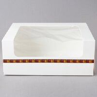 10" x 8" x 4" White Auto-Popup Window Cake / Bakery / Donut Box with Printed Graphic   - 10/Pack