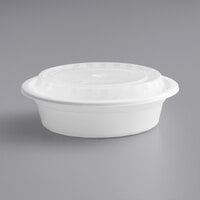 Choice 16 oz. White 6 1/4 inch Round Microwavable Heavy Weight Container with Lid - 150/Case