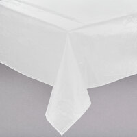 Intedge 52" x 90" White Solid Vinyl Table Cover with Flannel Back