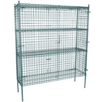 Regency NSF Stationary Green Wire Security Cage Kit - 18" x 60" x 74"