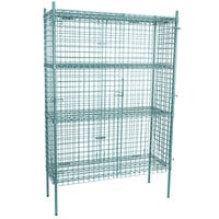 Regency NSF Stationary Green Wire Security Cage Kit - 18" x 48" x 74"