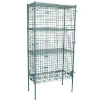 Regency NSF Stationary Green Wire Security Cage Kit - 18" x 36" x 74"