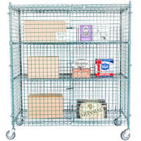 Regency 24 inch x 60 inch x 70 inch NSF Mobile Green Wire Security Cage Kit